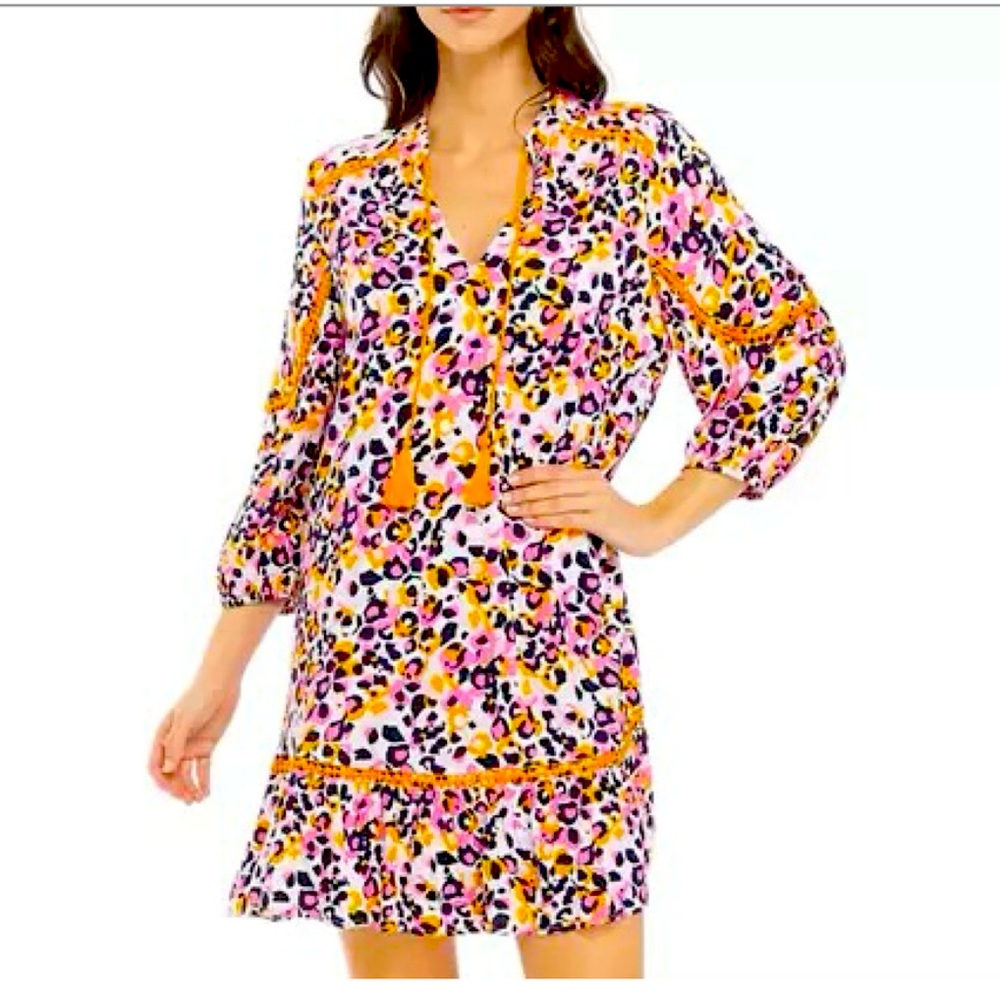 CROWN & IVY Brightly Colored Animal Print Dress